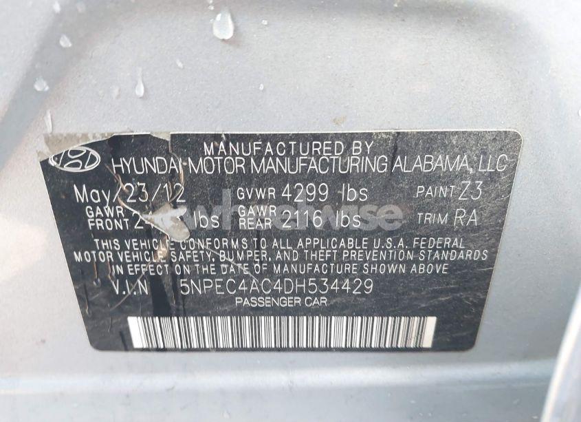 Photo 9 of 2013 Hyundai Sonata LIMITED (VIN 5NPEC4AC4DH534429)