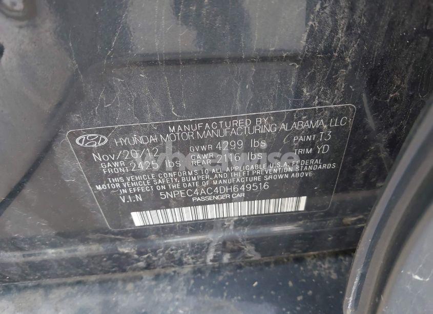 Photo 9 of 2013 Hyundai Sonata LIMITED (VIN 5NPEC4AC4DH649516)