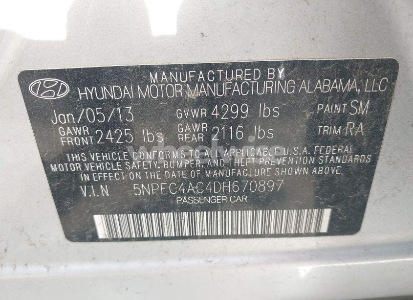 Photo 9 of 2013 Hyundai Sonata LIMITED (VIN 5NPEC4AC4DH670897)