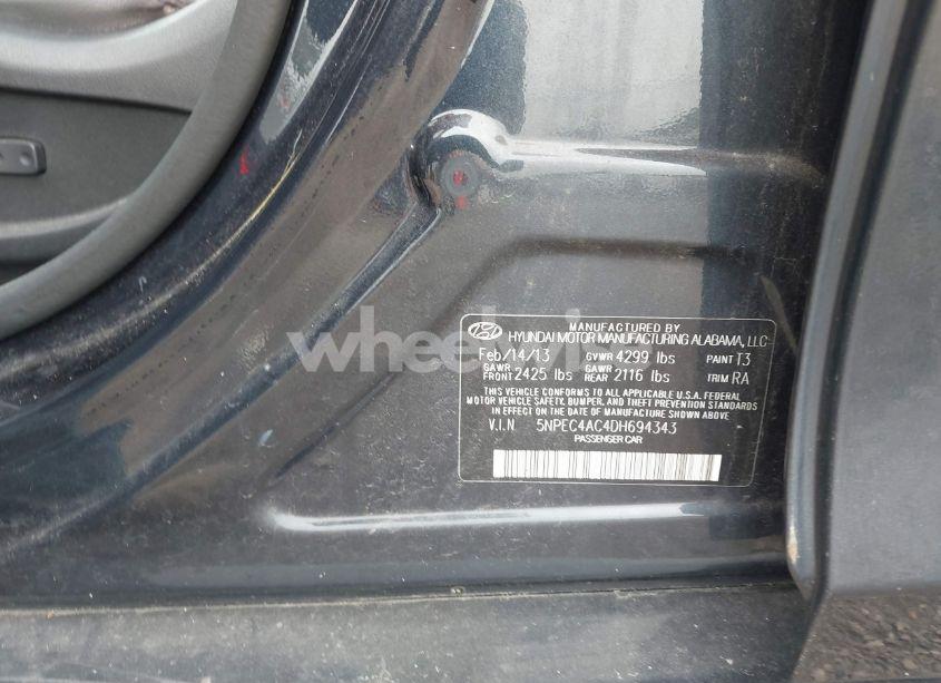 Photo 9 of 2013 Hyundai Sonata SE (VIN 5NPEC4AC4DH694343)