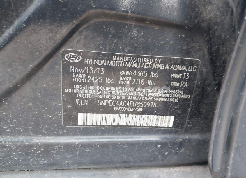 Photo 9 of 2014 Hyundai Sonata SE (VIN 5NPEC4AC4EH850978)
