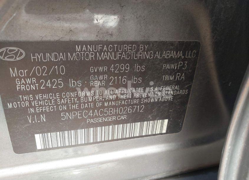 Photo 9 of 2011 Hyundai Sonata LIMITED (VIN 5NPEC4AC5BH026712)