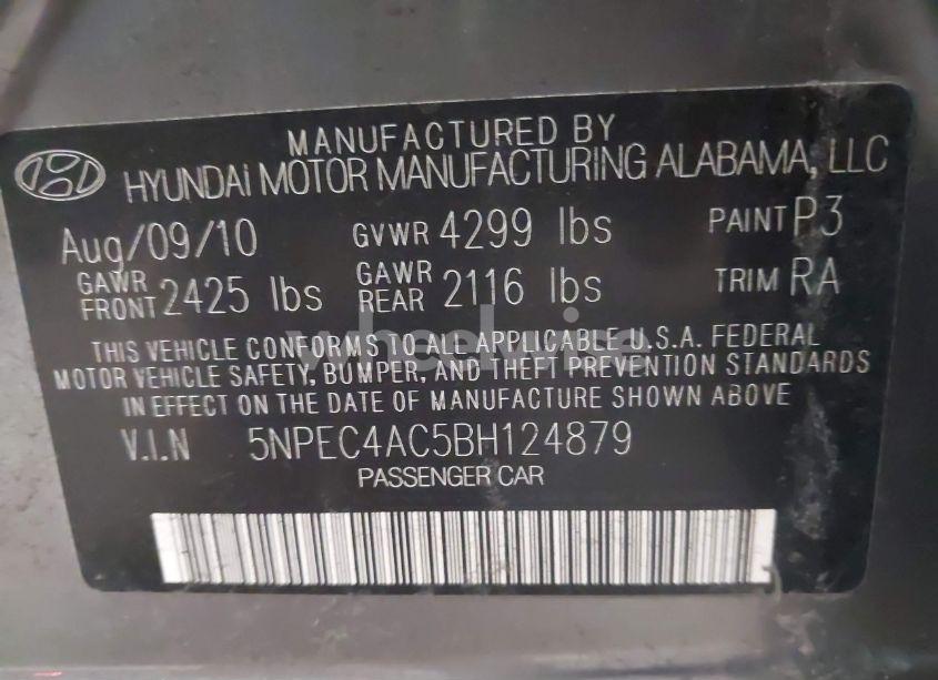 Photo 9 of 2011 Hyundai Sonata SE (VIN 5NPEC4AC5BH124879)