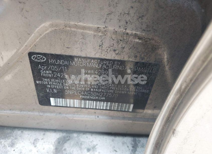 Photo 9 of 2011 Hyundai Sonata LIMITED (VIN 5NPEC4AC5BH277570)