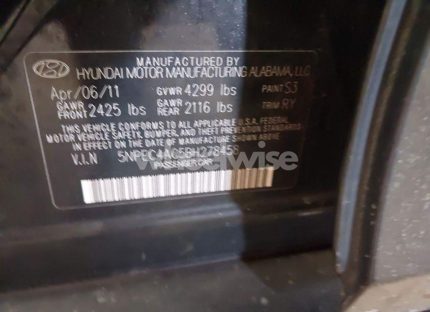 Photo 9 of 2011 Hyundai Sonata SE (VIN 5NPEC4AC5BH278458)