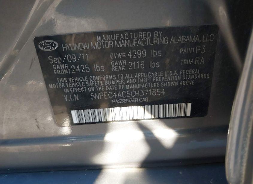Photo 9 of 2012 Hyundai Sonata LIMITED (VIN 5NPEC4AC5CH371854)