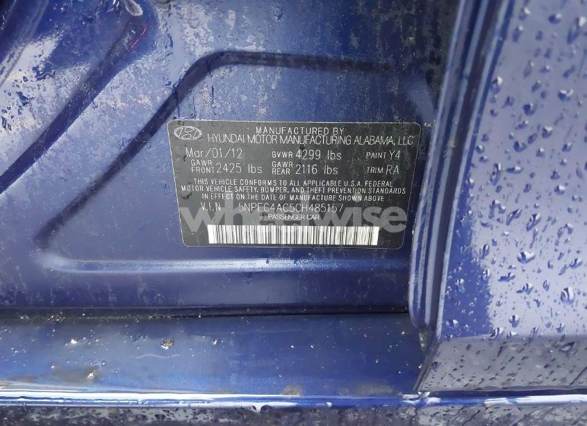 Photo 9 of 2012 Hyundai Sonata SE (VIN 5NPEC4AC5CH485157)