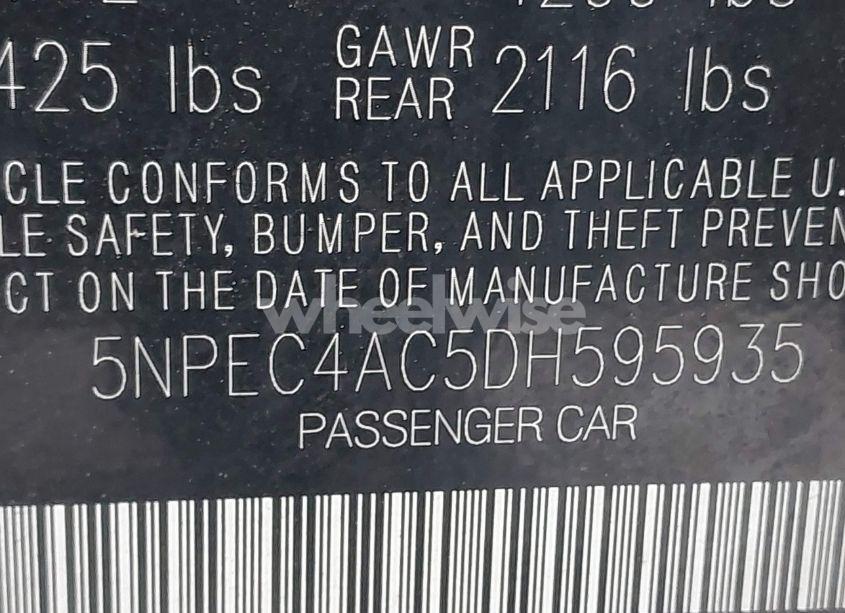 Photo 9 of 2013 Hyundai Sonata SE (VIN 5NPEC4AC5DH595935)