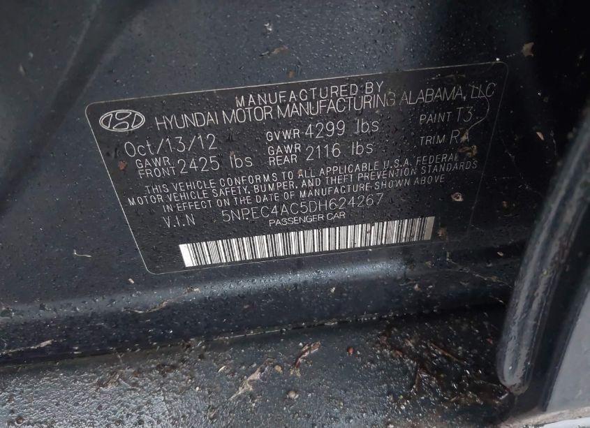 Photo 9 of 2013 Hyundai Sonata SE (VIN 5NPEC4AC5DH624267)