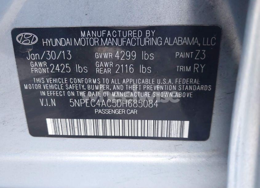 Photo 9 of 2013 Hyundai Sonata SE (VIN 5NPEC4AC5DH685084)
