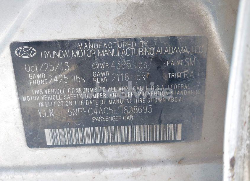 Photo 9 of 2014 Hyundai Sonata LIMITED (VIN 5NPEC4AC5EH838693)