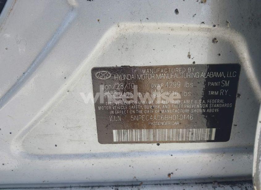 Photo 9 of 2011 Hyundai Sonata LIMITED (VIN 5NPEC4AC6BH010146)