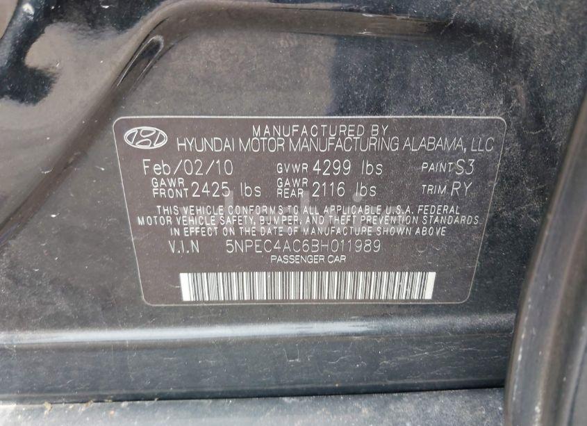 Photo 9 of 2011 Hyundai Sonata LIMITED (VIN 5NPEC4AC6BH011989)