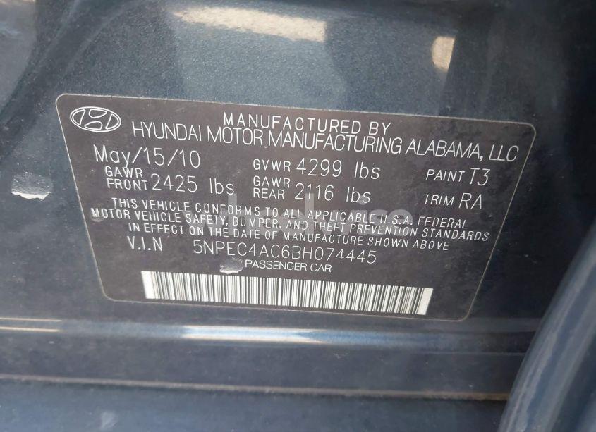 Photo 9 of 2011 Hyundai Sonata LIMITED (VIN 5NPEC4AC6BH074445)