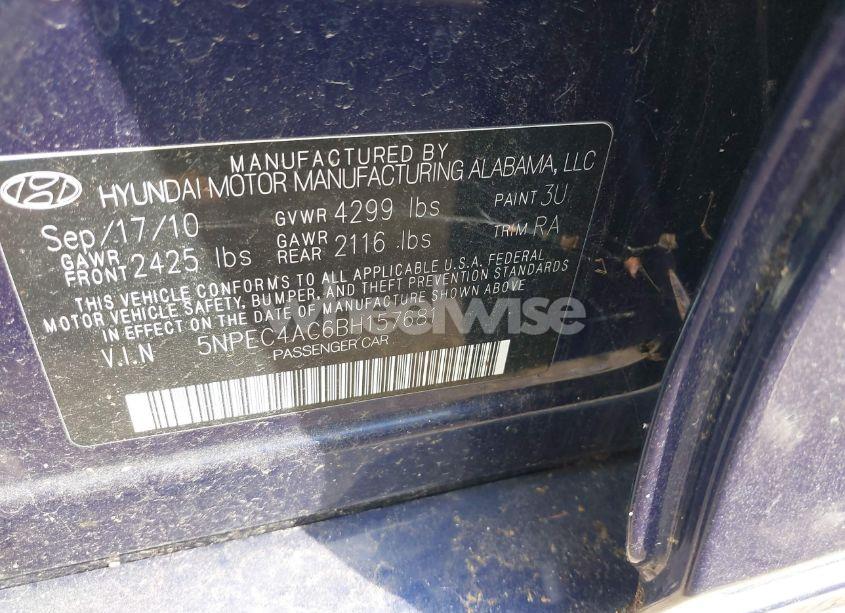 Photo 9 of 2011 Hyundai Sonata LIMITED (VIN 5NPEC4AC6BH157681)