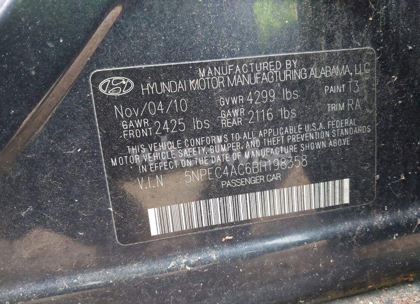 Photo 9 of 2011 Hyundai Sonata LIMITED (VIN 5NPEC4AC6BH198358)