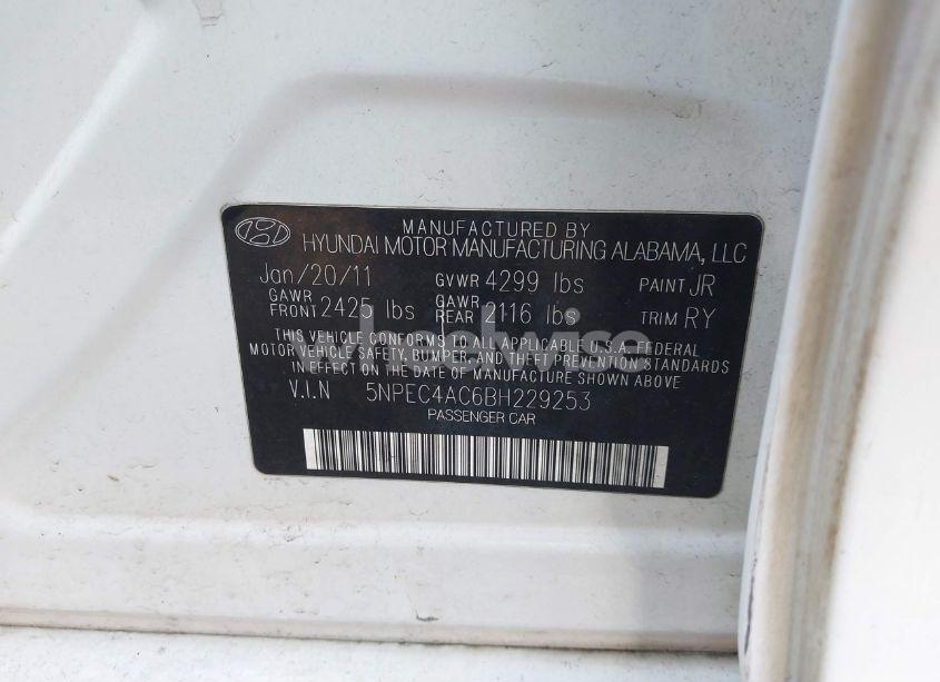 Photo 9 of 2011 Hyundai Sonata LIMITED (VIN 5NPEC4AC6BH229253)