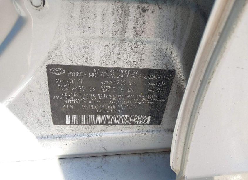 Photo 9 of 2011 Hyundai Sonata LIMITED (VIN 5NPEC4AC6BH257232)