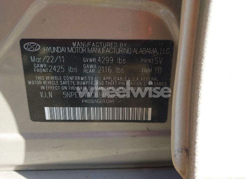 Photo 9 of 2011 Hyundai Sonata LIMITED (VIN 5NPEC4AC6BH269686)