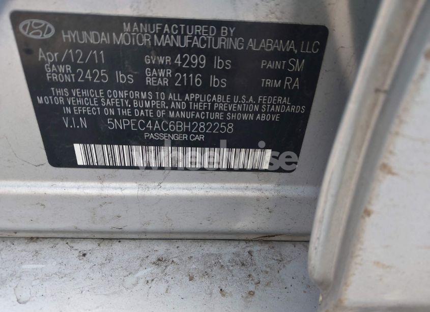 Photo 9 of 2011 Hyundai Sonata LIMITED (VIN 5NPEC4AC6BH282258)