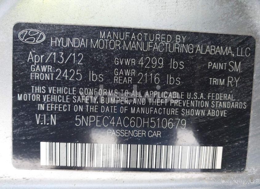 Photo 9 of 2013 Hyundai Sonata LIMITED (VIN 5NPEC4AC6DH510679)