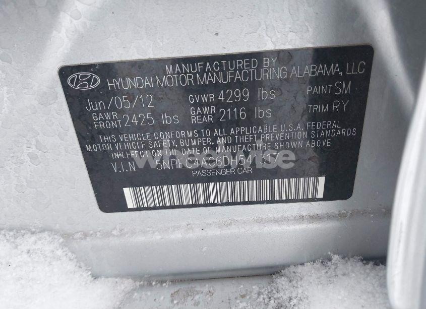 Photo 9 of 2013 Hyundai Sonata LIMITED (VIN 5NPEC4AC6DH541317)