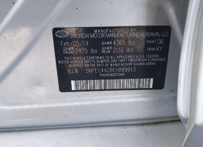 Photo 9 of 2014 Hyundai Sonata LIMITED (VIN 5NPEC4AC6EH889913)