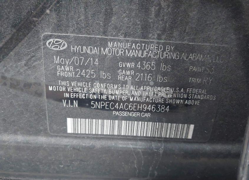 Photo 9 of 2014 Hyundai Sonata LIMITED (VIN 5NPEC4AC6EH946384)