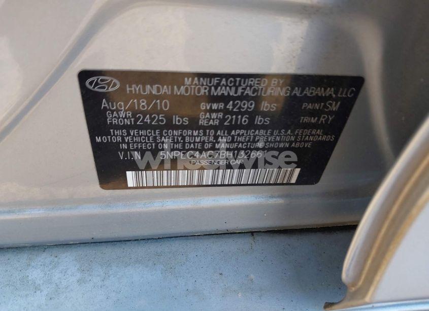 Photo 9 of 2011 Hyundai Sonata LIMITED (VIN 5NPEC4AC7BH132661)