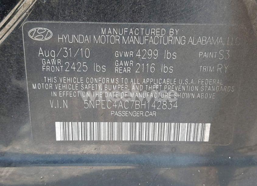 Photo 9 of 2011 Hyundai Sonata LIMITED (VIN 5NPEC4AC7BH142834)