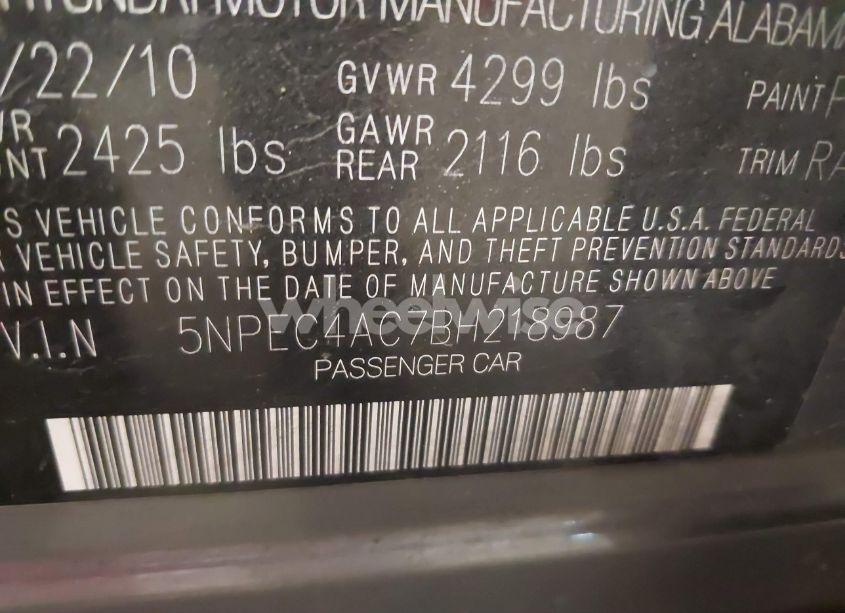 Photo 9 of 2011 Hyundai Sonata SE (VIN 5NPEC4AC7BH218987)