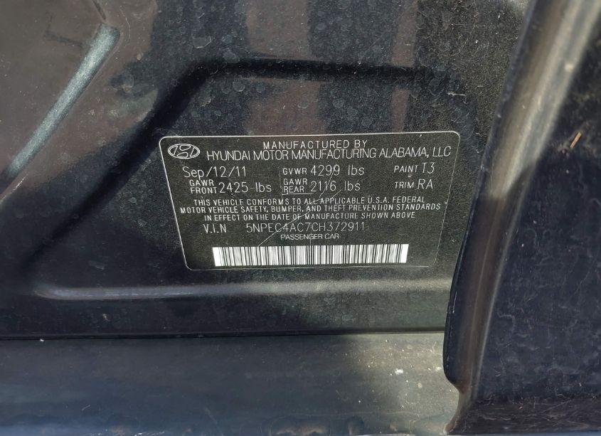 Photo 9 of 2012 Hyundai Sonata LIMITED (VIN 5NPEC4AC7CH372911)