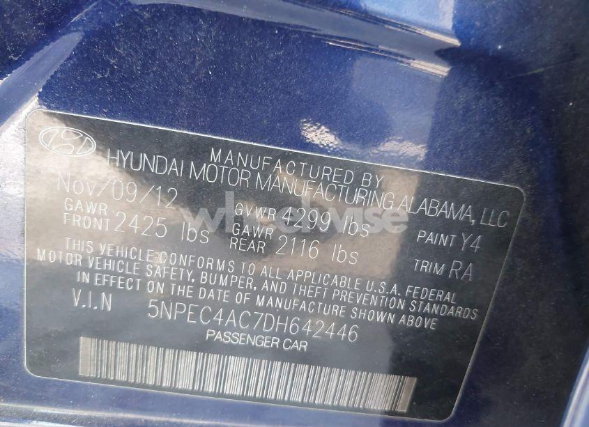 Photo 9 of 2013 Hyundai Sonata LIMITED (VIN 5NPEC4AC7DH642446)