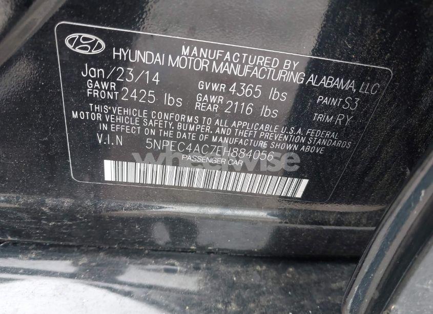 Photo 9 of 2014 Hyundai Sonata LIMITED (VIN 5NPEC4AC7EH884056)