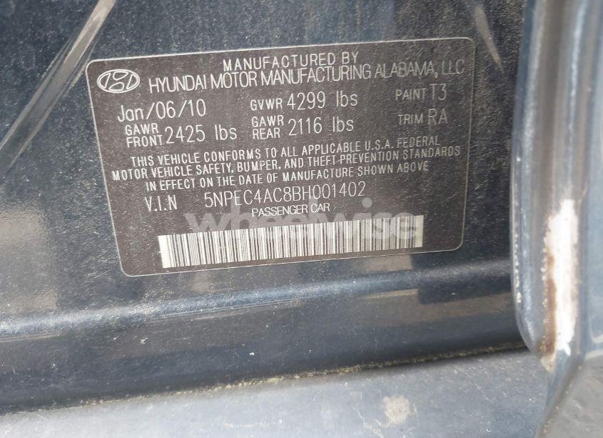 Photo 9 of 2011 Hyundai Sonata LIMITED (VIN 5NPEC4AC8BH001402)