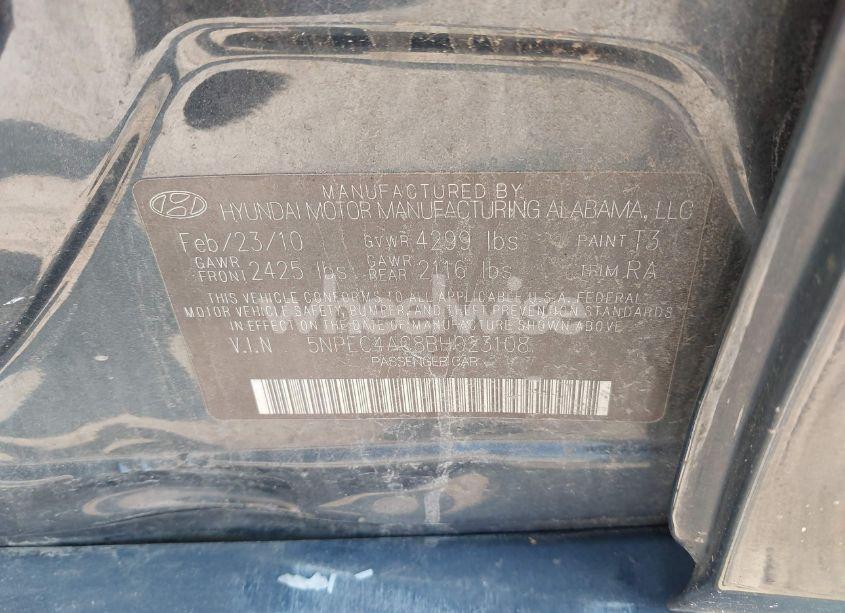 Photo 9 of 2011 Hyundai Sonata LIMITED (VIN 5NPEC4AC8BH023108)