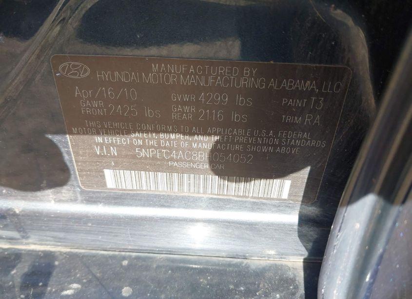 Photo 9 of 2011 Hyundai Sonata SE (VIN 5NPEC4AC8BH054052)