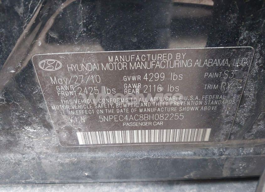 Photo 9 of 2011 Hyundai Sonata SE (VIN 5NPEC4AC8BH082255)
