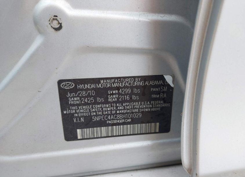 Photo 9 of 2011 Hyundai Sonata SE (VIN 5NPEC4AC8BH101029)