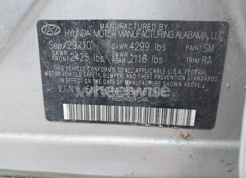 Photo 9 of 2011 Hyundai Sonata LIMITED (VIN 5NPEC4AC8BH167418)