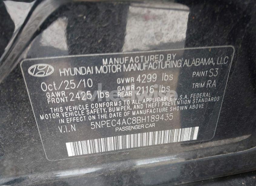 Photo 9 of 2011 Hyundai Sonata LIMITED (VIN 5NPEC4AC8BH189435)