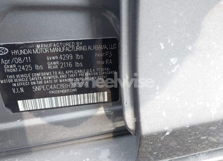 Photo 9 of 2011 Hyundai Sonata SE (VIN 5NPEC4AC8BH280091)