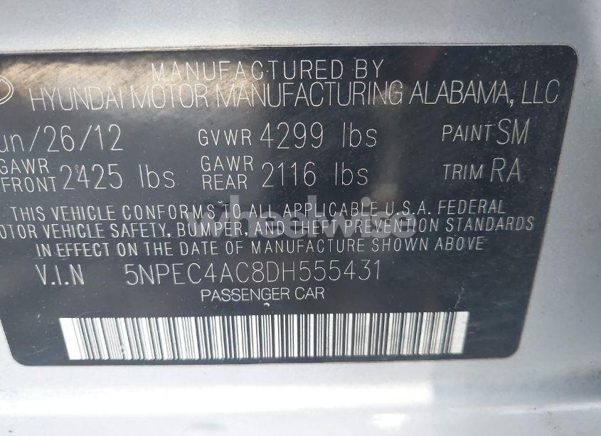 Photo 9 of 2013 Hyundai Sonata LIMITED (VIN 5NPEC4AC8DH555431)