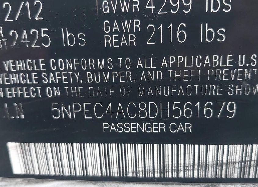 Photo 9 of 2013 Hyundai Sonata LIMITED (VIN 5NPEC4AC8DH561679)