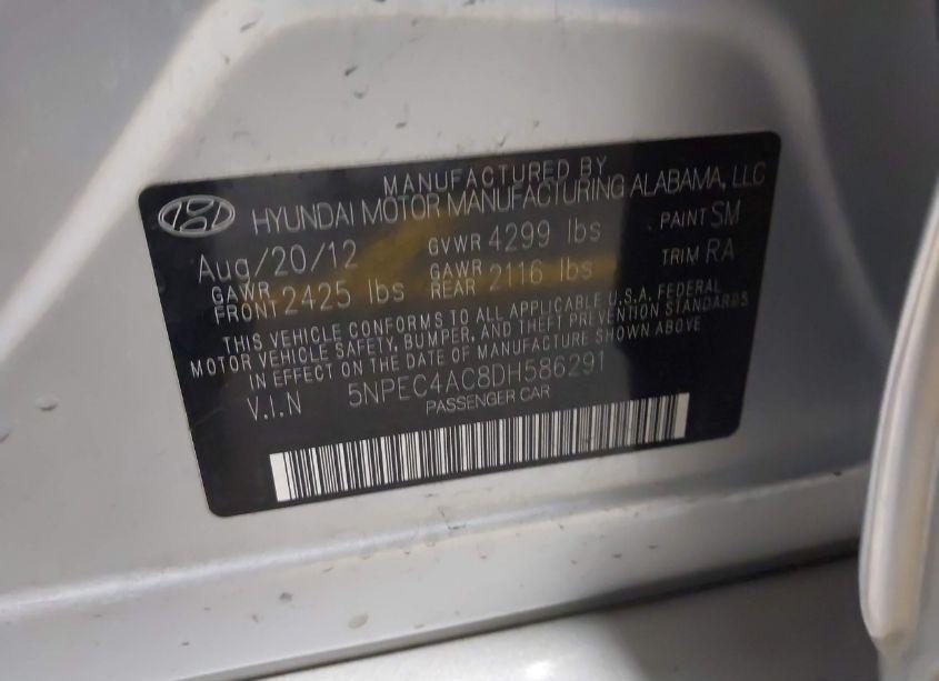 Photo 9 of 2013 Hyundai Sonata SE (VIN 5NPEC4AC8DH586291)