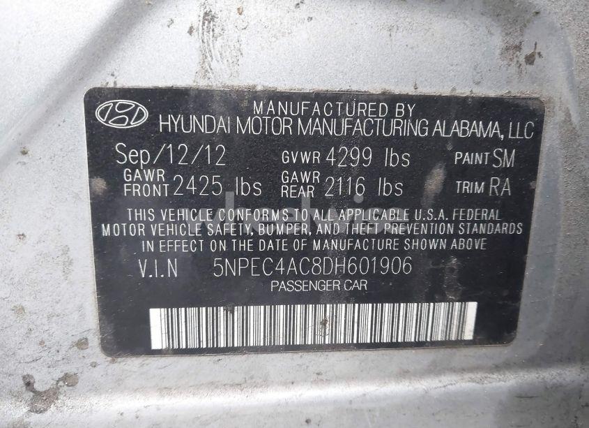 Photo 9 of 2013 Hyundai Sonata LIMITED (VIN 5NPEC4AC8DH601906)