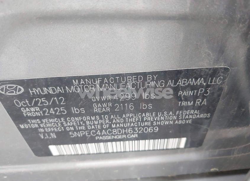 Photo 9 of 2013 Hyundai Sonata LIMITED (VIN 5NPEC4AC8DH632069)