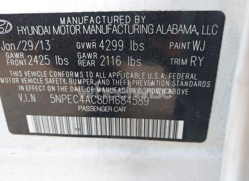 Photo 9 of 2013 Hyundai Sonata SE (VIN 5NPEC4AC8DH684589)