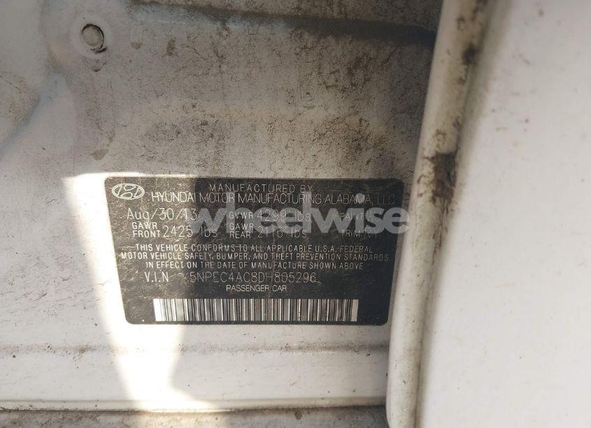 Photo 9 of 2013 Hyundai Sonata SE (VIN 5NPEC4AC8DH805296)