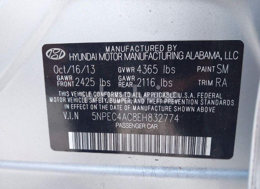 Photo 9 of 2014 Hyundai Sonata LIMITED (VIN 5NPEC4AC8EH832774)